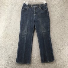 Talbots Bootcut Jeans Womens Petite 10 Actual 30x28.5 Blue Denim Stretch Zip