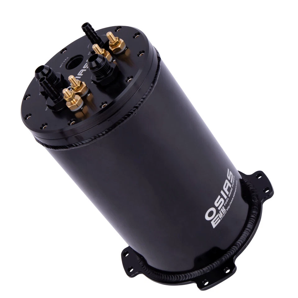 Aluminum Fuel Surge Tank For Twin 40mm Fuel Pumps 8AN 2.8L Port Black For Single - Image 4 of 4