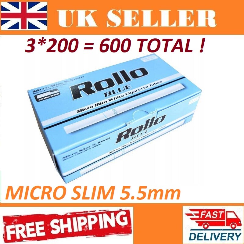 5.5 mm cigarette tubes 3*200=600 600 ROLLO BLUE MICRO SLIM 5.5mmEMPTY CIGARETTE TUBES NEW PRODUCT  ! ! !