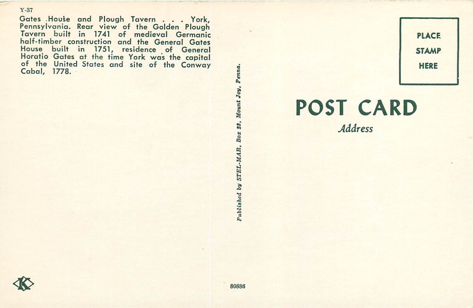 Gates House Golden Plough Tavern York Pennsylvania PA Postcard eBay