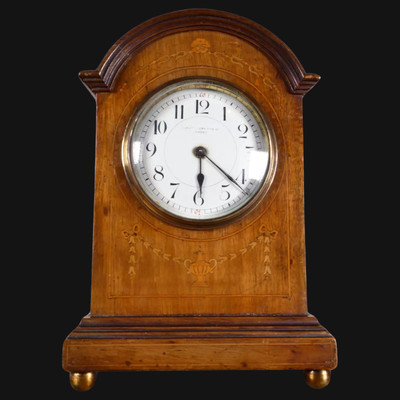Viktorianische Kaminuhr, Alexander Clark & Co, Nussbaum, Messing, um 1850-1870, 25,4 cm