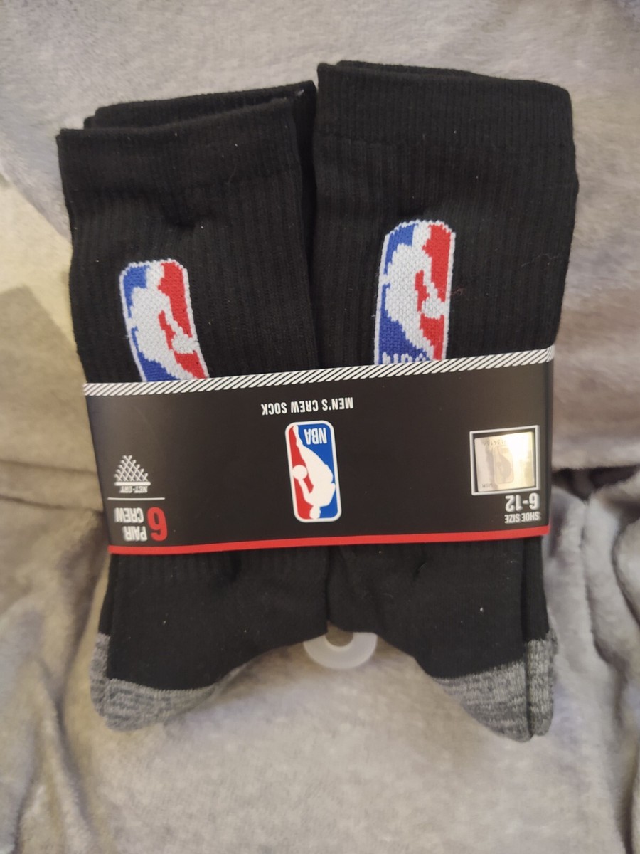 NBA Logoman Mens Basketball Crew Socks Black W/ Red White Blue NBA