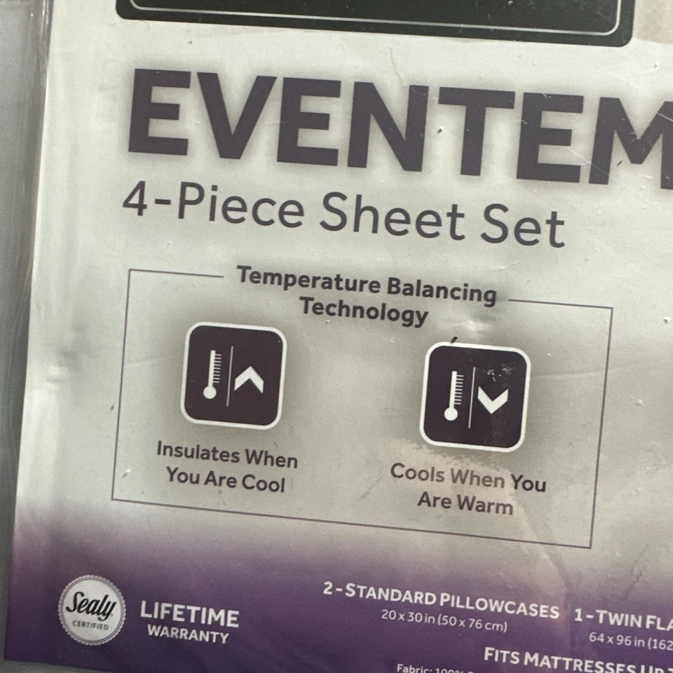 Juego de 4 sábanas dobles Sealy Platinum Eventemp tecnología de equilibrio de temperatura sofá extra Foto 2 de 4