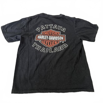 Harley Davidson Pattaya Thailand Black Graphic Tee Men s Small Biker Shirt