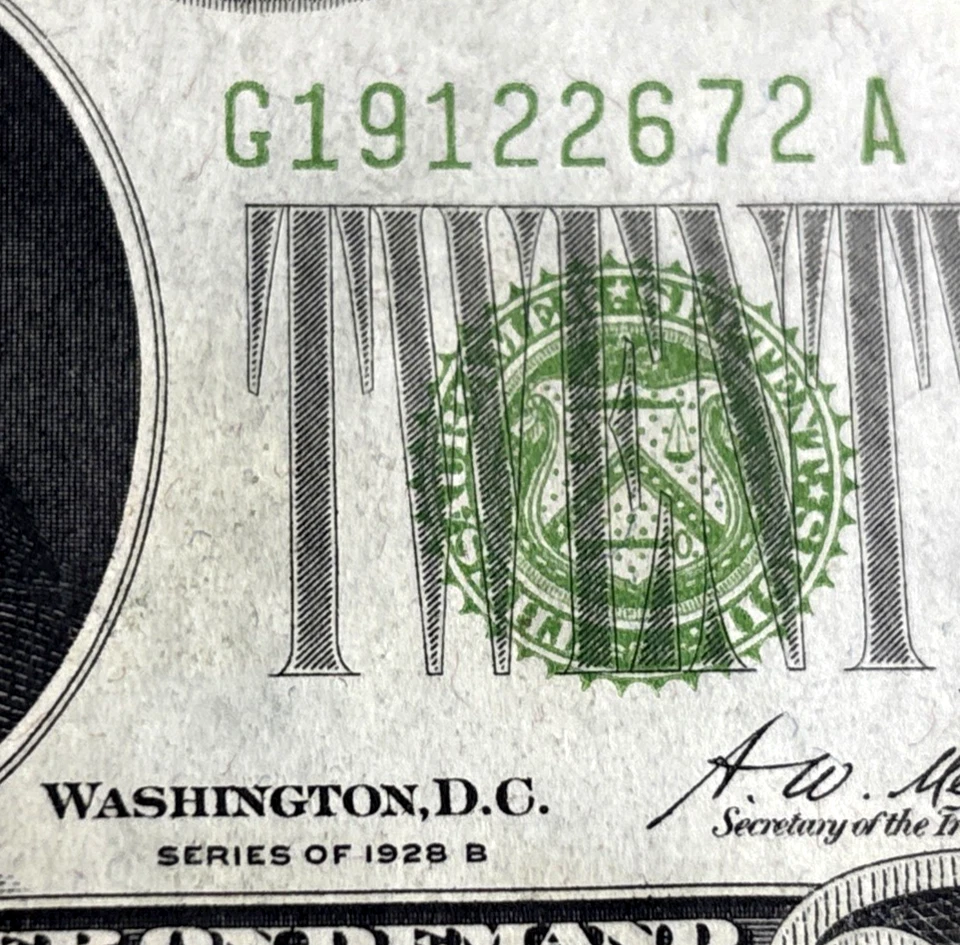 Series 1928 B $20 Twenty Dollar Federal Reserve Note Chicago G19122672A AU/CU - Image 2 of 4