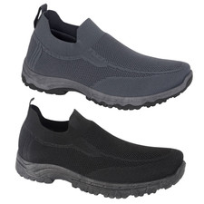 Mens DEK Elasticated Trainers Slip On Casual Mesh Comfort Trainer Textile Shoes