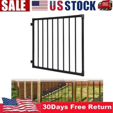 Heavy-Duty Deck Fence Gate 32.5" H x 48" W Black Metal Gate for Patio Yard Fence