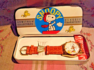 Vintage Peanuts Snoopy Schroeder Armitron Quartz Classics Armbanduhr