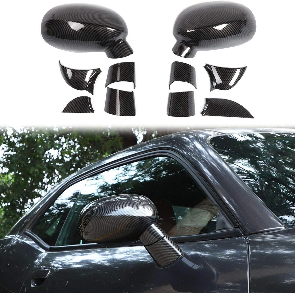 Elegante moldura de espejo lateral de fibra de carbono ABS para Dodge Challenger - Fácil instalación Foto 3 de 4