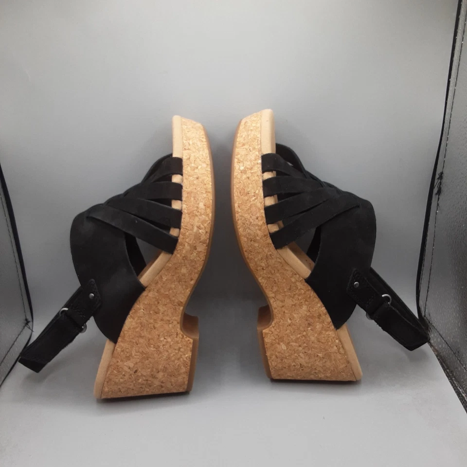 Sandalias Clarks Giselle Glow para mujer 8M negras nobuck con tira trasera A37 Foto 4 de 4