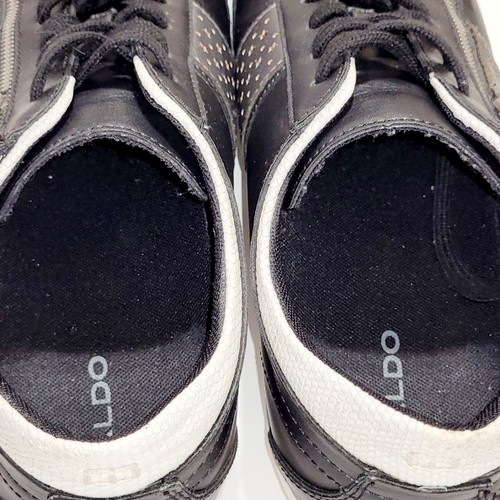 Aldo Sneaker Low Top Black Leather Lace Up Zipper Accent Shoes Men 10.5US 43.5EU - Picture 21 of 24