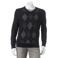 NEW Apt 9 Mens Classic Argyle Wool Blend V-Neck Pullover Sweater Grey XL NWT