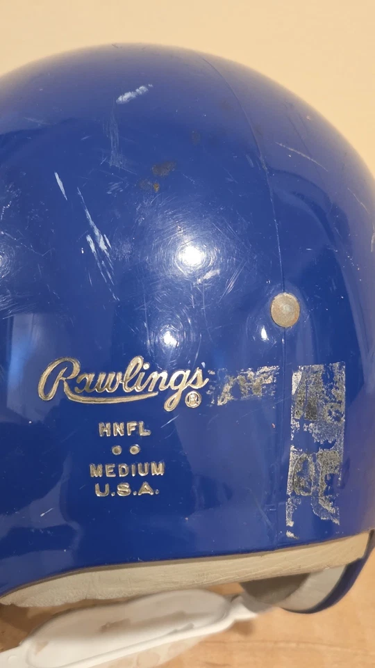 Casco de fútbol americano vintage años 70 Los Angeles Rams Rawlings HNFL-N juvenil pequeño 2 barras Foto 3 de 4