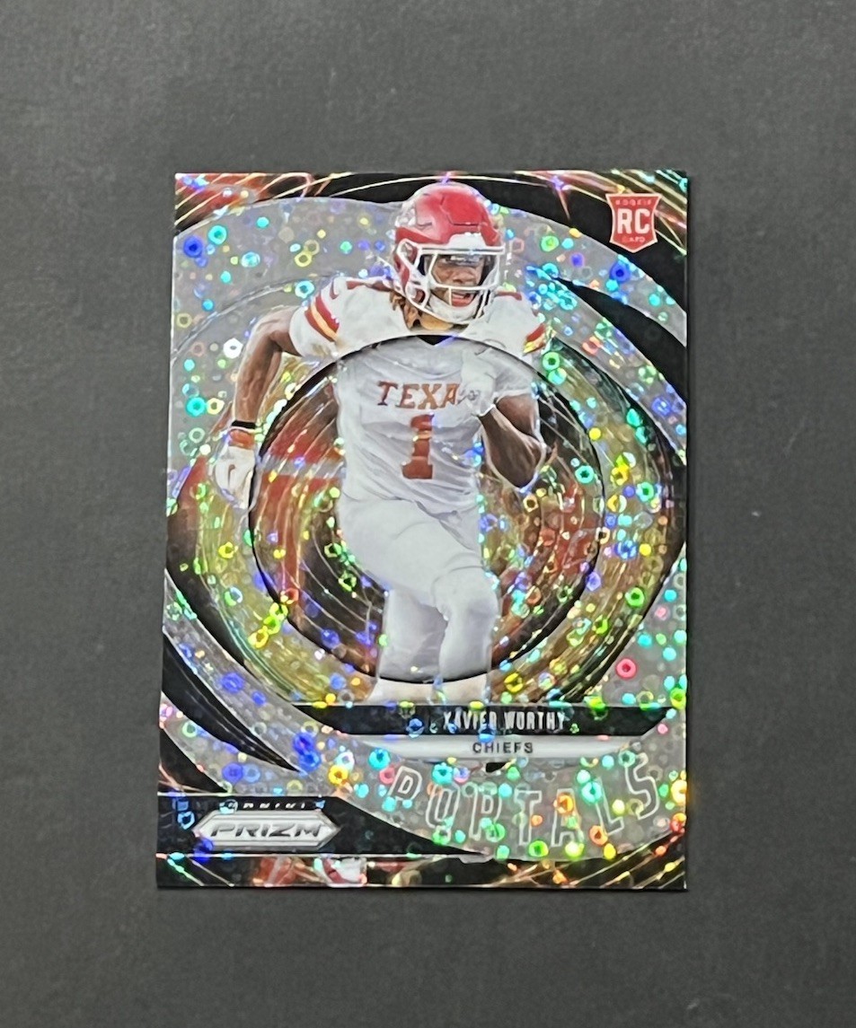 2024 Panini Prizm #10 Xavier Worthy Portals Silver Disco No Huddle Prizm RC