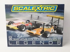 SCALEXTRIC LEGENDS TEAM LOTUS TYPE 49 VS MCLAREN M7C 1/32 SCALE SLOT CAR NICE!