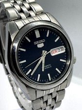Orologio da polso Seiko 5 automatico quadrante nero tono argento da collezione 15+
