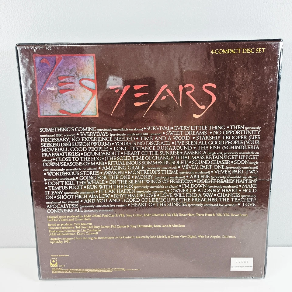 Yes: YesYears • 4-CD Box Set with Booklet (1991, Atco) New Sealed - Image 2 of 3