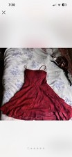 Windsor Burgundy Floral Jacquard Spaghetti Strap Fit & Flare Mini Dress 12