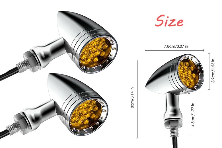 For Harley Davidson Chopper Chrome Motorcycle Amber Turn Signal Lights Lamp 2Pcs Foto 2 de 4