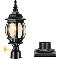 VIANIS Black Dusk to Dawn Outdoor Lamp Post Light Fixture with Pier Mount Base