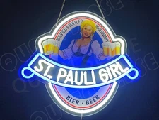 St Pauli Girl LED Neon Sign With Dimmer USB Powered Adjustable Light