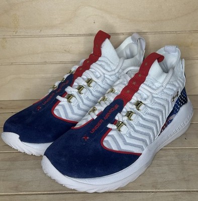 Under Armour Bryce Harper 9 Turf Baseball Shoes Men's 7.5 Indoor White Blue USA