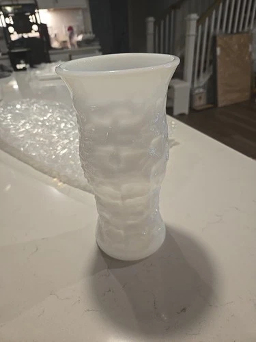 EO Brody Co Cleveland Ohio USA Vintage Milk Glass Textured Vase 9.5"