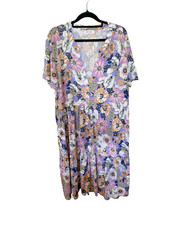 Henry Oscar Size 16 Floral Pinks Lilac Boho Dress Summer