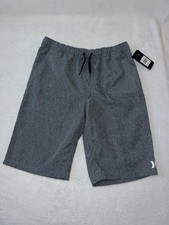 Hurley Gray Black Solid Swim Shorts Trunks Boys XL NWT New