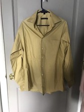 Geoffrey Beene Men's Green Wrinkle Free Fitted Button Down Shirt Size L 16 34/35