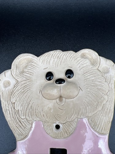 Vintage Cute Bear Ballerina Light Switch Plate Tan & Pink Nursery Decor - Picture 2 of 5