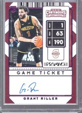 2020-21 Contenders Draft Picks Game Ticket Purple #123 Grant Riller Auto /99