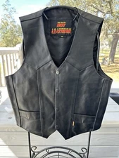 Hot Leathers Men Women Motorcycle Black Leather Vest Harley Size XSmall
