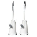 New Listing2 Pack Toilet Bowl Brush With Holder For Bathroom Underrim Double Brush Head Lon