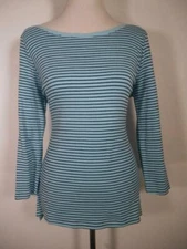 Beautiful Women's Medium Talbots Blue Striped Long Sleeve Knit Top  -  Talbots