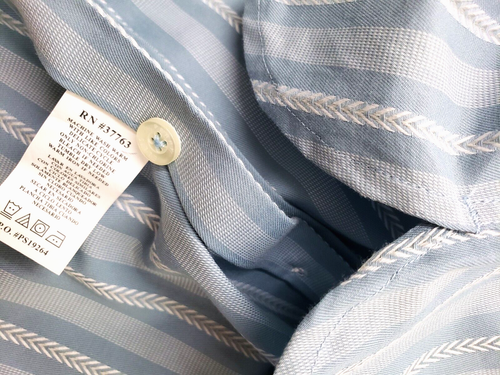 Perry Ellis Men's Dress Shirt Big Size L 25x31 Long Sleeve Classic Print Blue *W - Picture 6 of 9