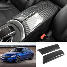 For Benz C-Class C300 2015-2021 Carbon Fiber Center Console Armrest Box Cover