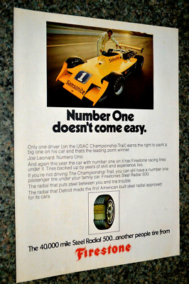 1973 CASTROL JOE LEONARD #1 USAC FIRESTONE TIRE ORIGINAL ADVERTISEMENT AD 73
