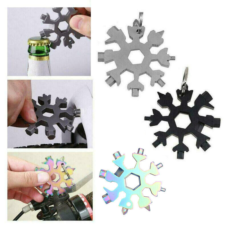 18 in 1 Stainless Multitool Snowflake Keychain Wrench Screwdriver