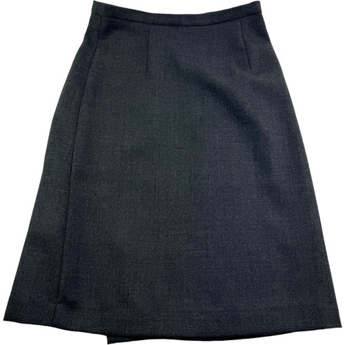 Maison Margiela, Maison Margiela Gray Wool Midi Skirt Flat Front Silk Lining Size 29W Elegant