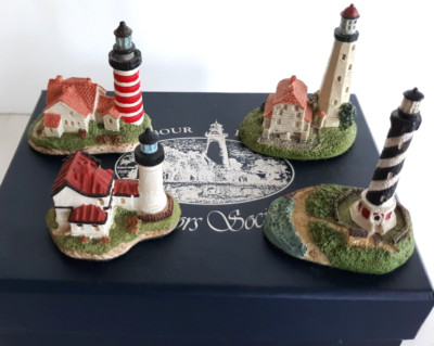 Harbour Lights Lighthouse Spyglass 4 miniature collection in box Sandy Hook more