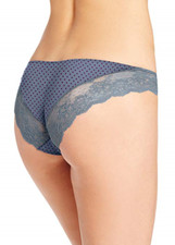 Maidenform Comfort Devotion Lace Back Tanga Panty - Gray Red Dot- Size 5 - New