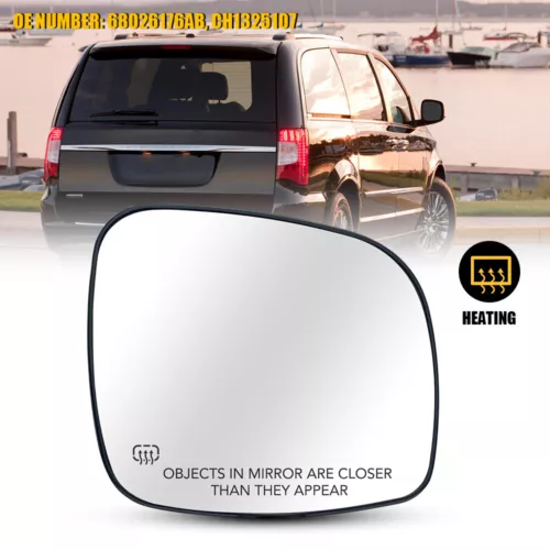 Rear View Heated Glass Mirror Right Passenger For 2008-2016 Dodge Grand Caravan