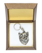 Chihuahua long-haired - Silver-plated pendant with a dog in a decorative box, ha