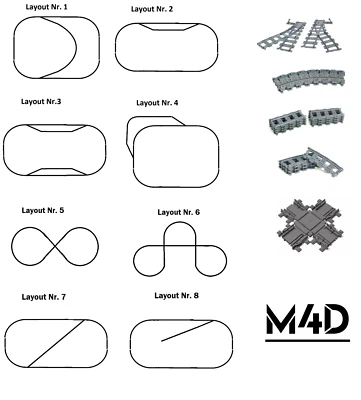 MARKENLOS City Schienen Set Eisenbahn Layout Rundkurs kompatibel NEU Rail Blocks Bricks