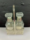 Vintage Silver Plated Tantalus Decanter Set Gin and Whiskey Labels