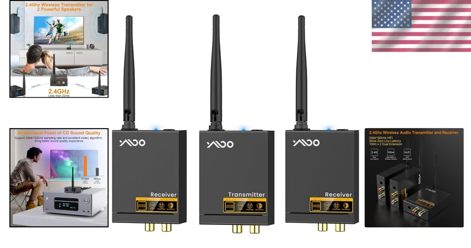 Dual Receiver 2.4Ghz Wireless Audio Transmitter - Unmatched Sound Quality - Image 2 of 4