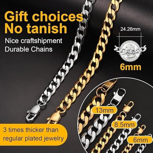 6mm 7.5'' Stainless Steel 316L Sturdy Cuban Link Chain Bracelet For Men Women - Picture 6 of 6