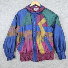 Clipper Bay Women's Jacket/coat Size M Vintage 1980s Full Zip Colorblock Lined