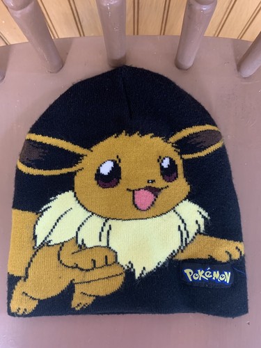 RARE 2015 Pokémon Eevee Black Beanie Hat OSFM Nintendo